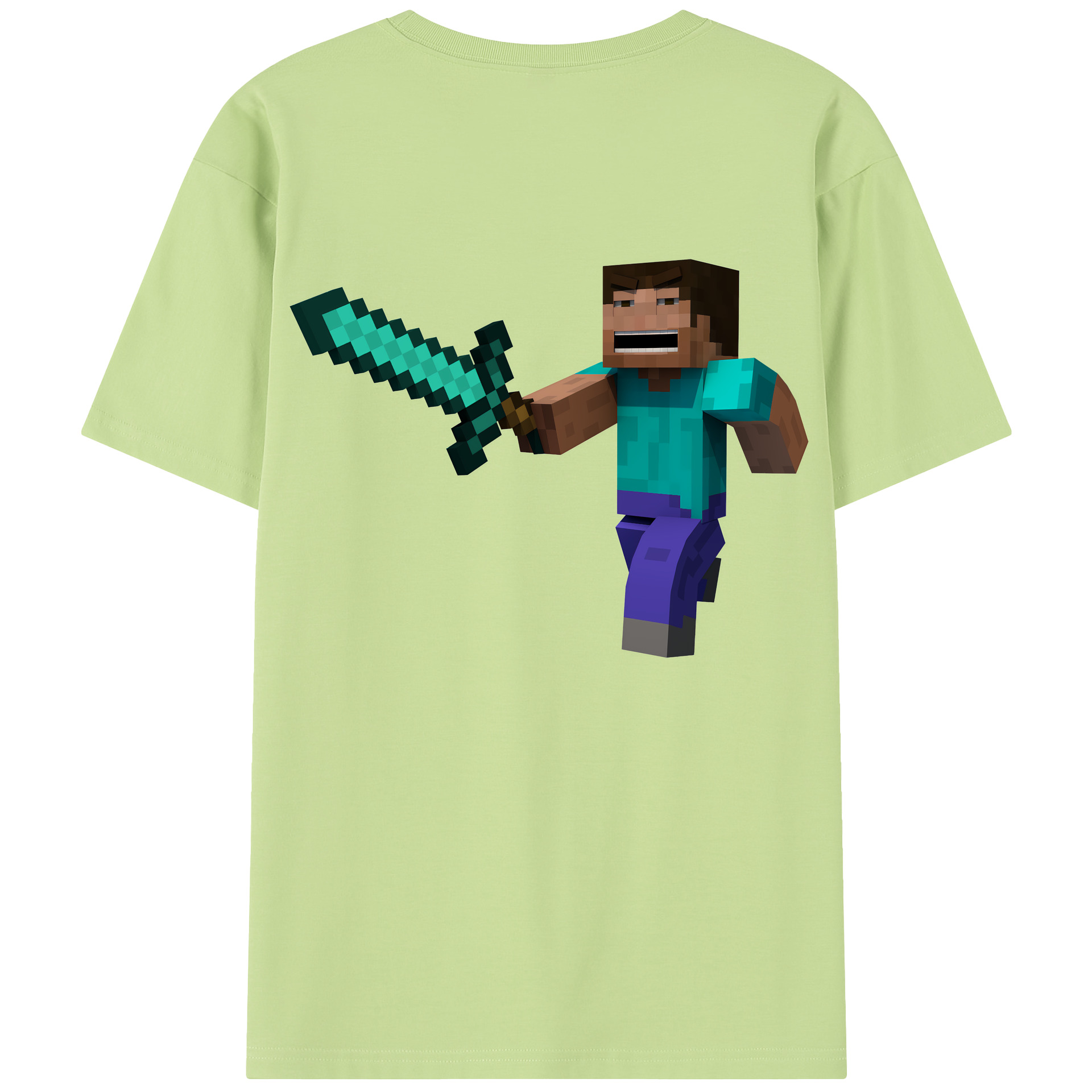 （画像用） マインクラフト ブロックの世界 Minecraft MC Block world 綿100％半袖Tシャツ（背面プリント）